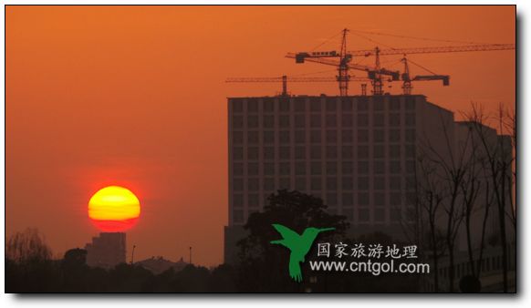 杭州迎來艷陽春日 直擊夕陽落日景